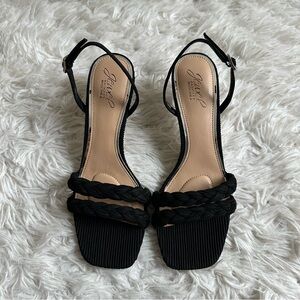 Jewel Badgley Mischka Sharon Slingback Sandals Black Fabric New Multiple Sizes